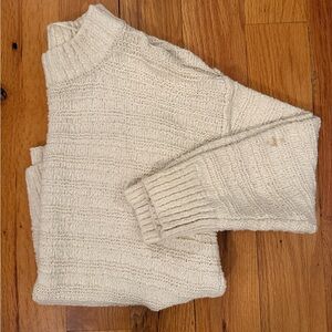 Free People Cream Textured Knit Sweater